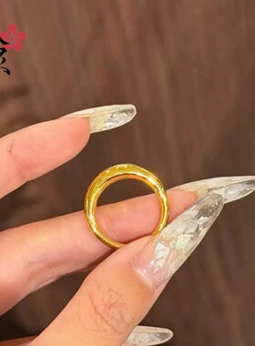 金店同款亮面泥鳅背面包戒指   椭圆素圈指环精致日常通勤食指戒