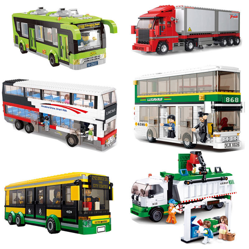 儿童积木公交车货柜卡车玩具礼物