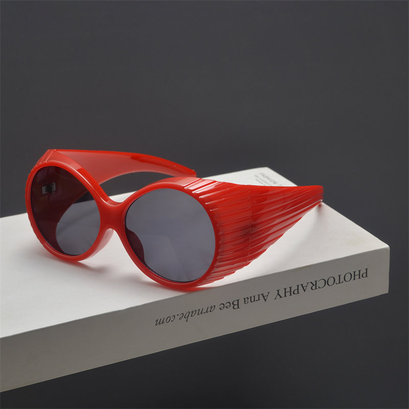 欧美潮流复古大框圆形太阳眼镜千禧辣妹男女潮街拍朋克机械感墨镜