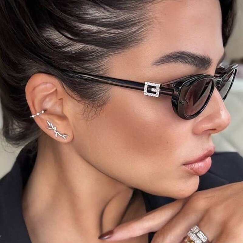 欧美复古时髦小框猫眼太阳眼镜潮