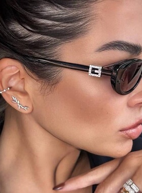 欧美复古时髦小框猫眼太阳眼镜潮