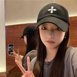 韩国潮牌十字架棒球帽时髦小众网红百搭显瘦鸭舌帽夏季 遮阳防晒帽