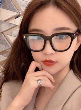 ins抖音网红雪梨同款黑色方形平光镜女韩版潮复古大粗框太阳眼镜