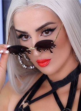 防紫外线椭圆形复古男女雨滴墨镜