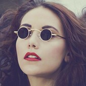 欧美个性 小圆框墨镜朋克太子镜复古太阳眼镜潮人太阳镜超小眼镜框