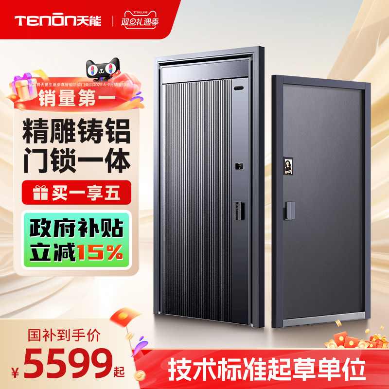 亚太天能智能门精雕铸铝入户门