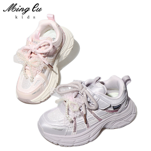 明璐女童鞋校园运动鞋儿童秋季鞋子网面透气学生跑步鞋公主鞋字女