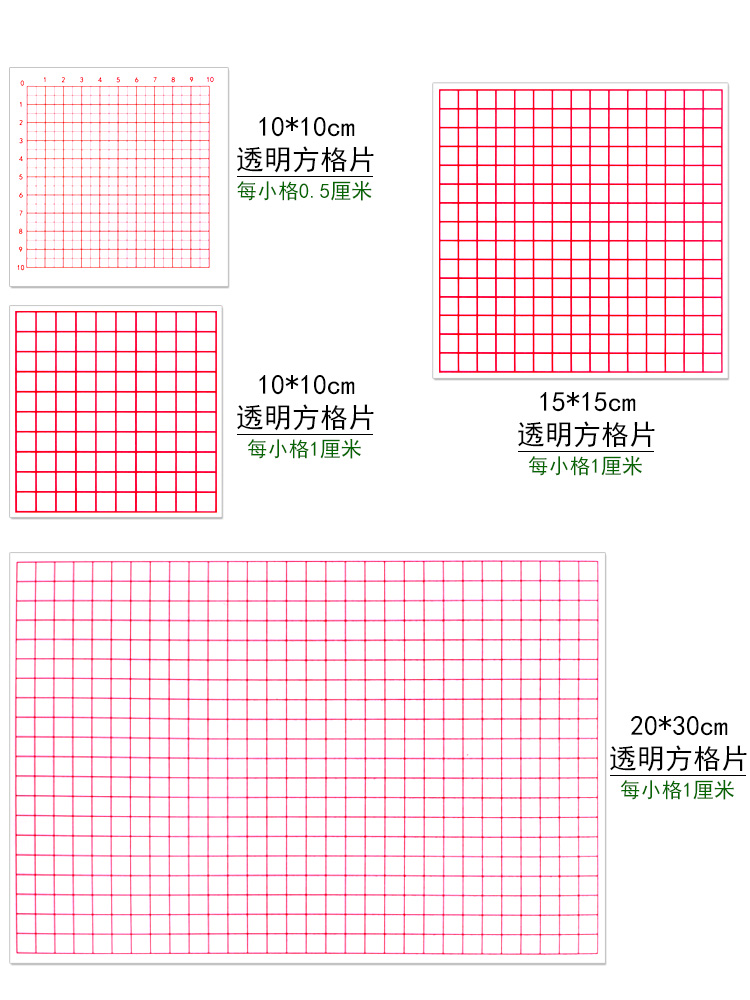 面积测量器透明小方格1cm0.5cm小格子小学数学几何不规则图形估算面积教学仪器教学具方格纸15cm10cm20cm30cm-封面