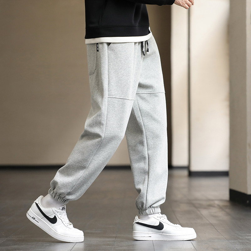 男士裤子春秋季束脚裤男生流行棉质卫裤美式潮牌宽松运动休闲长裤