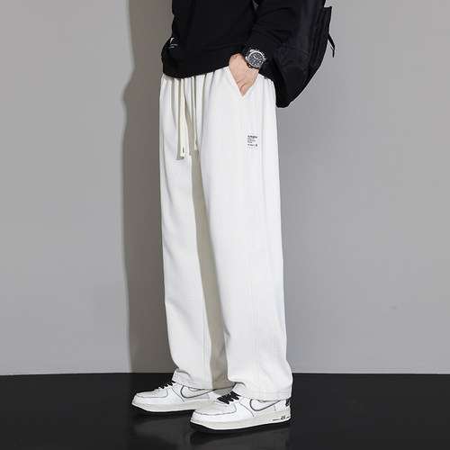 秋冬款加绒阔腿垂感运动休闲长裤