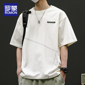 重磅男装 美式 上衣新款 潮牌宽松衣服男士 罗蒙冰丝短袖 t恤衫 男夏季