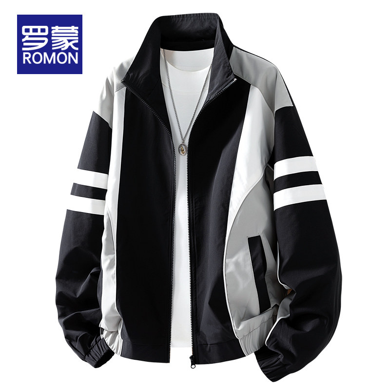罗蒙外套男士春秋季2026新款立领潮流宽松休闲百搭上衣夹克青少年,男装,夹克,淘宝优惠券,粉丝福利购,淘宝优惠卷