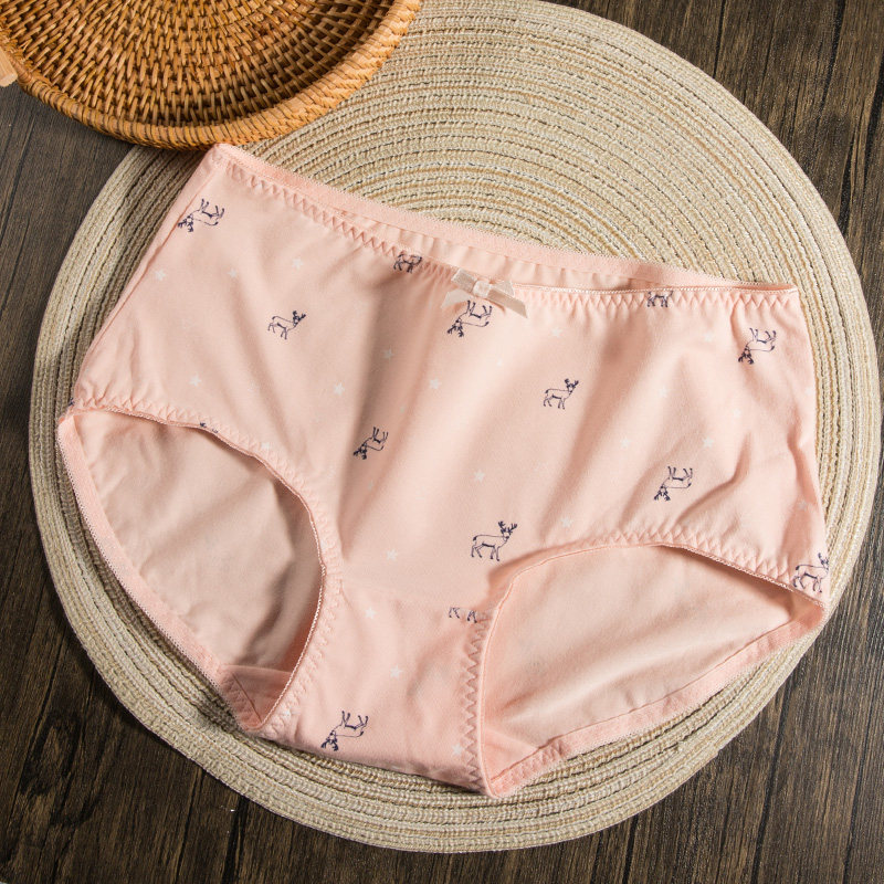 【4免1】 俏姑娘少女生内裤女中腰棉质小平角面料青春学生款