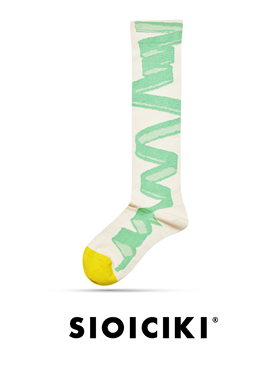 SIOICIKI 简·科尔登系列设计师品牌薄荷绿文艺ins风抽象条纹高筒