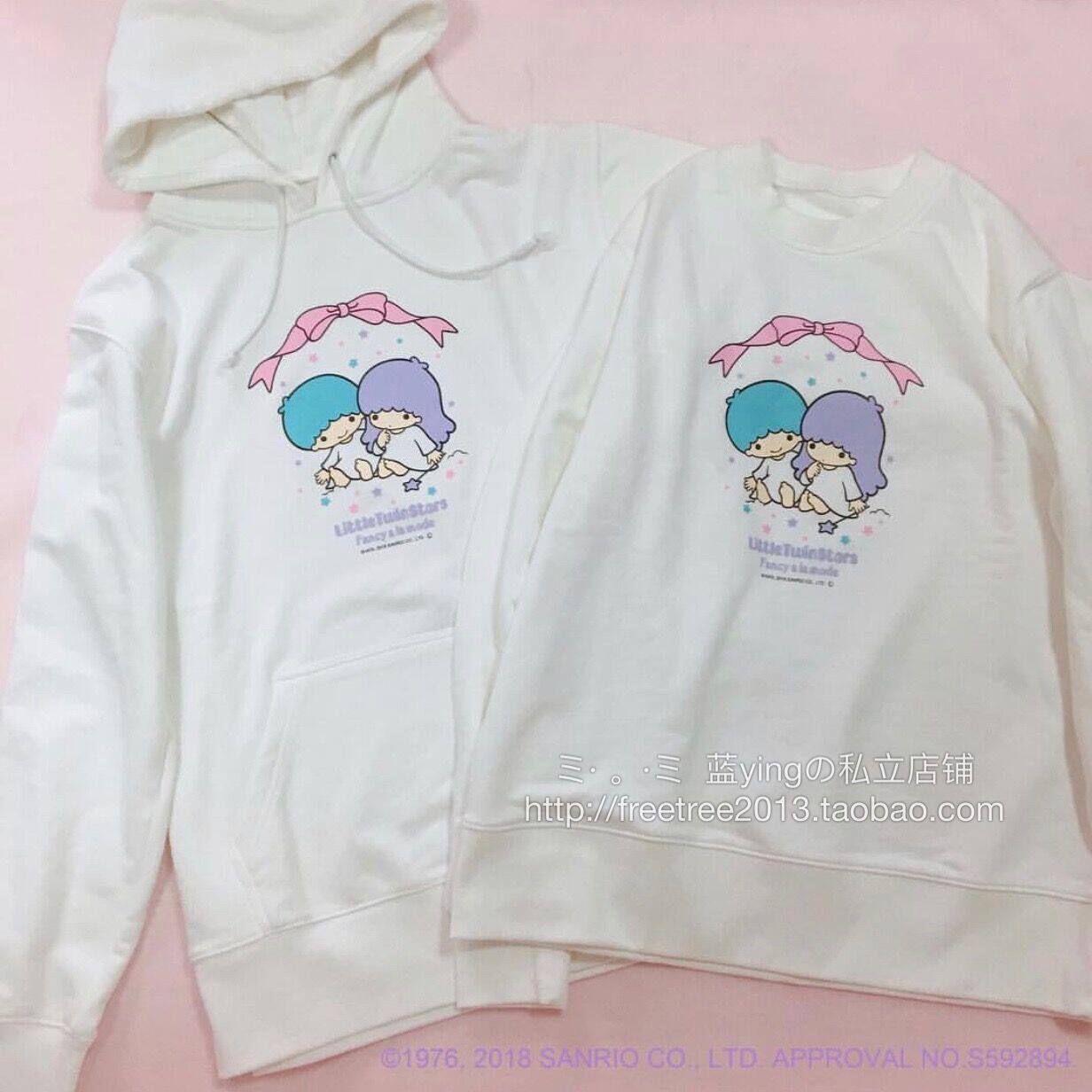 现货 日本Sanrio三丽鸥Little Twin Stars双子星限定款圆领卫衣