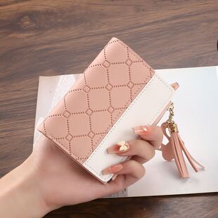 新款钱包女式韩版两折叠短款学生零钱包多功能多卡位卡包女钱夹