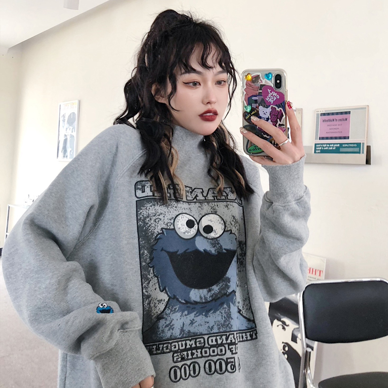 Real shot 250g bodyguard women's loose Korean version lazy style BF Plush thickened high collar salt coat