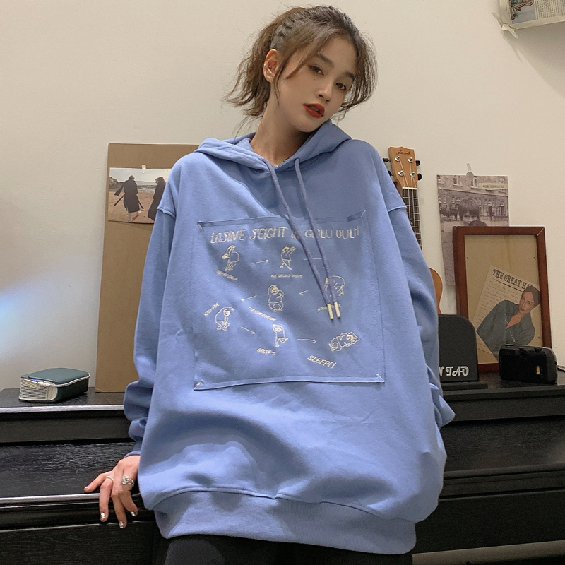 Real shot polyester Plush 250g pasted cloth embroidery Plush thickened Hoodie