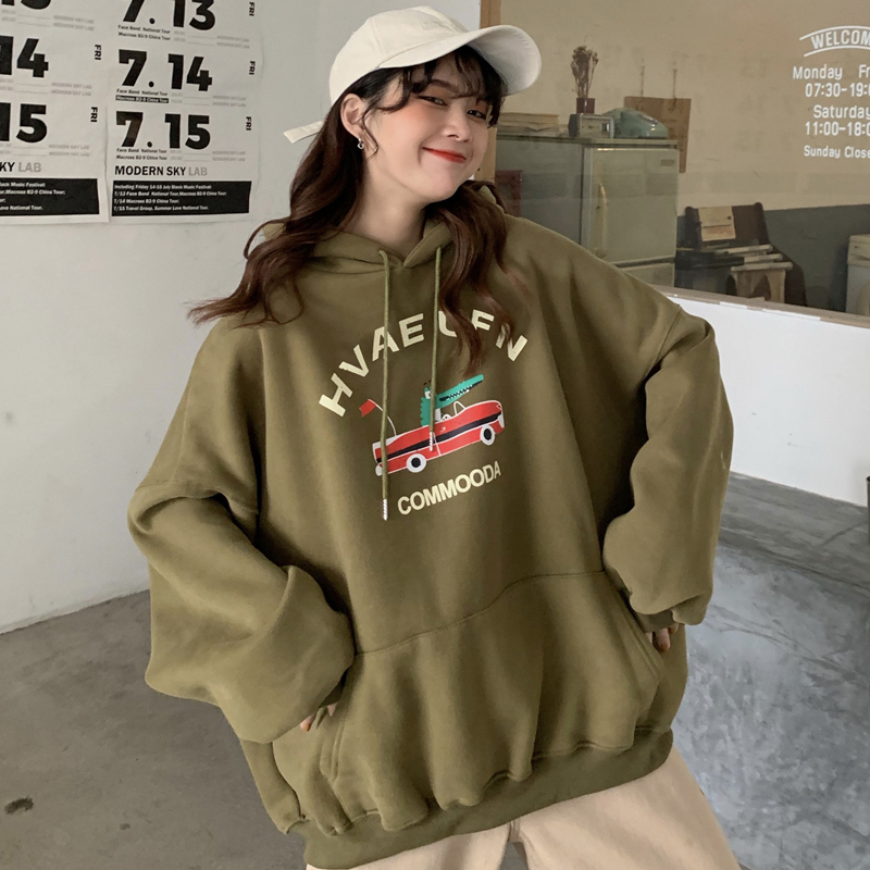 Real shot polyester Plush 250g cartoon letters ins Plush thickened Hoodie