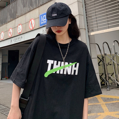 實拍短袖恤女寬鬆韓版潮原宿風半袖上衣