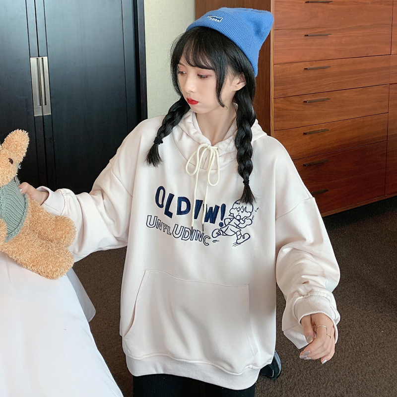 Real shot polyester Plush 250g cartoon embroidery hooded Plush sweater