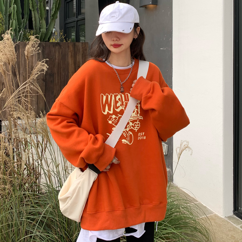 實拍薄款衛衣女春秋寬鬆韓版潮慵懶風無帽外套