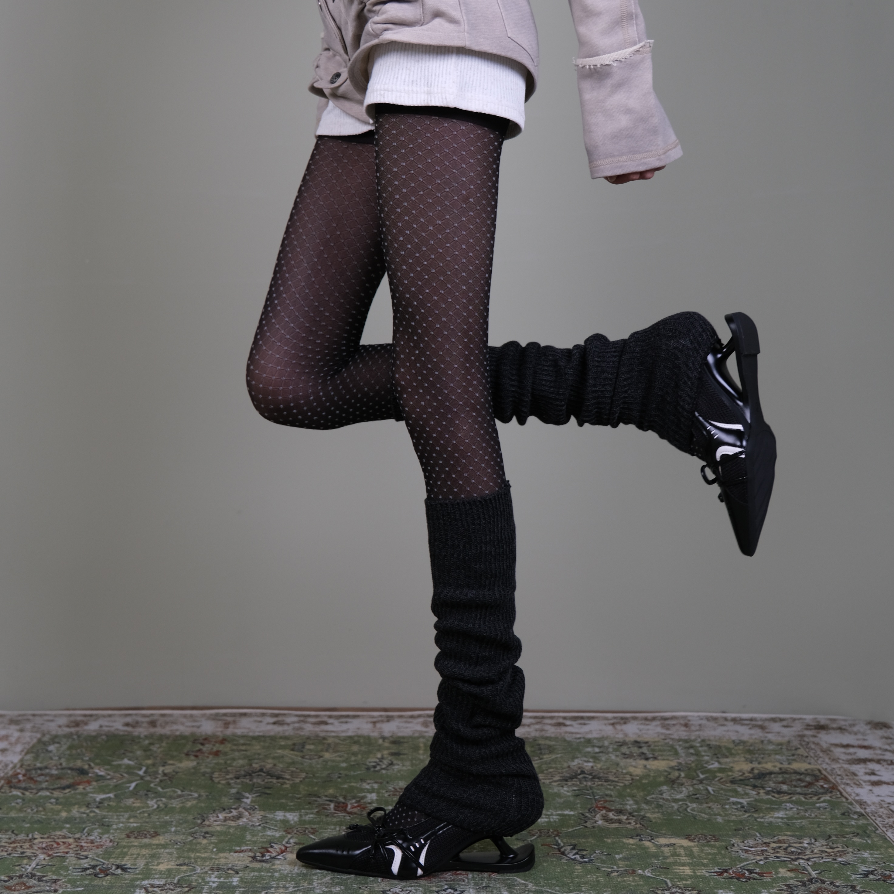 叠穿搭黑堆堆袜套黑色鞋子潮袜