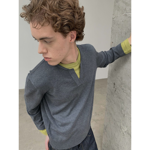 INKNOTS美利奴羊毛假两件针织衫