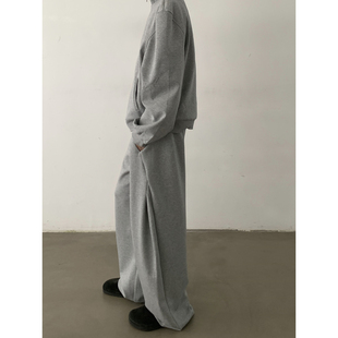 INKNOTS复古简约垂感休闲弯刀卫裤 男女分割裁剪设计感宽松阔腿裤