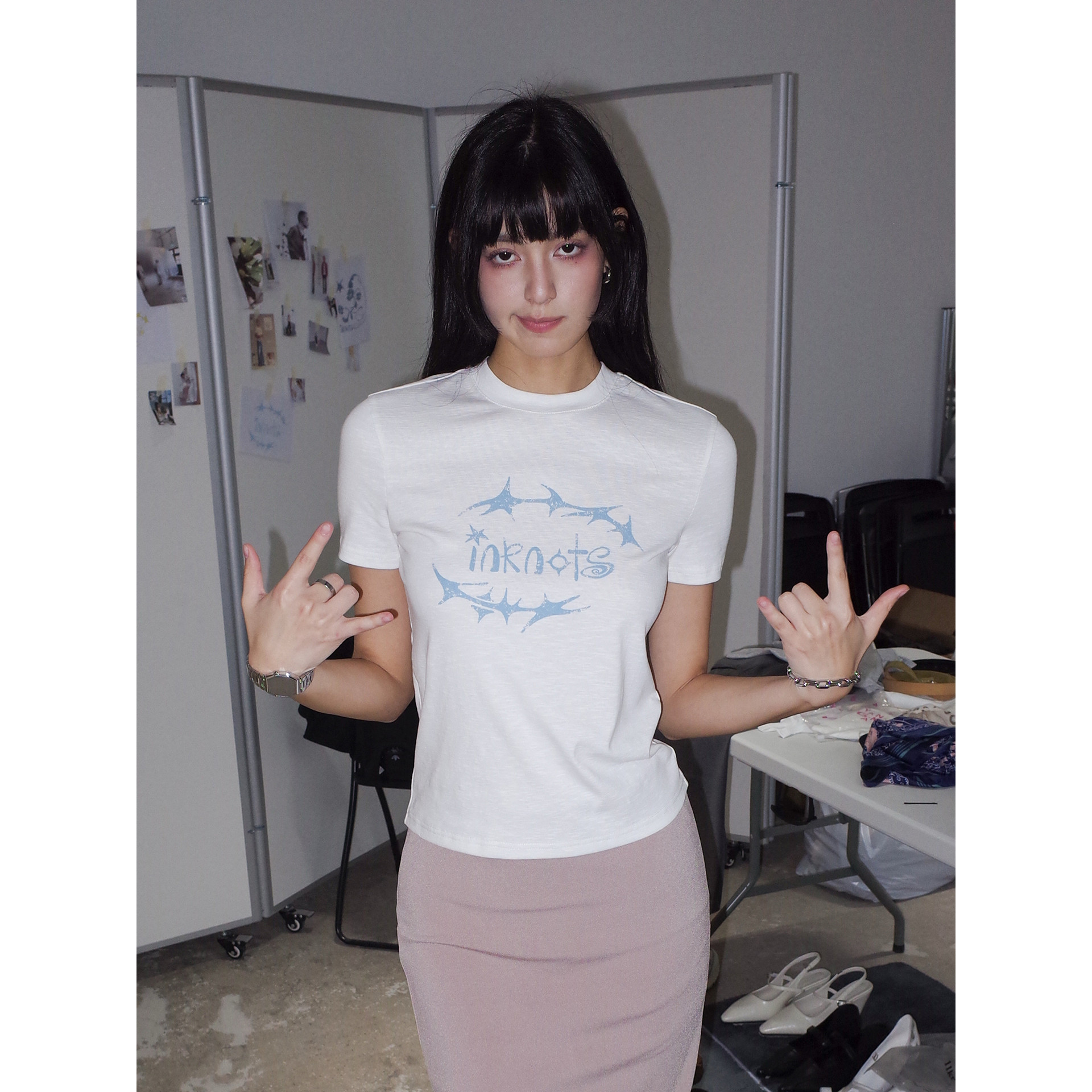 INKNOTS辣妹印花正肩短袖T恤女潮图片