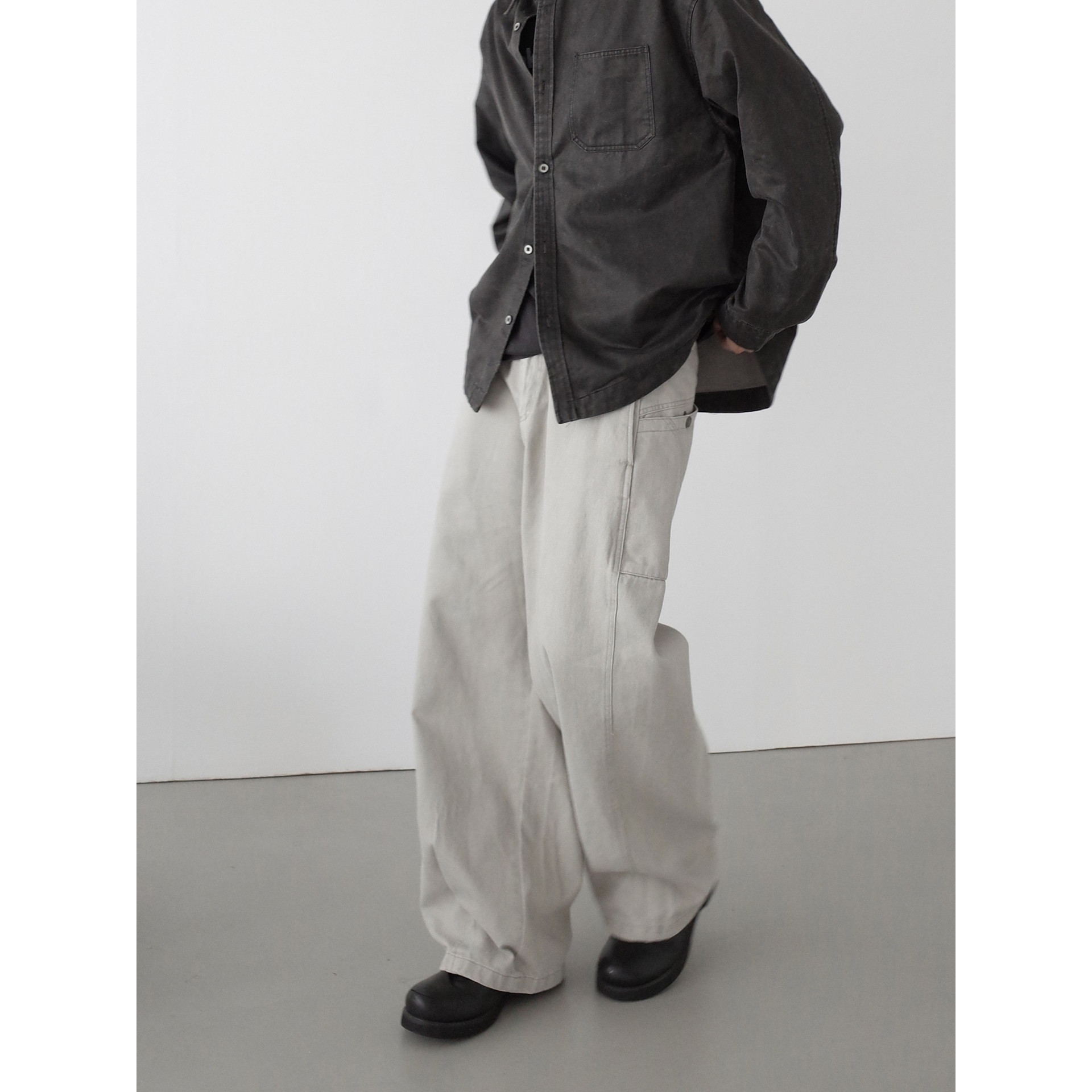 INKNOTS美式复古水洗折痕工装裤男女cleanfit宽松廓形直筒休闲裤