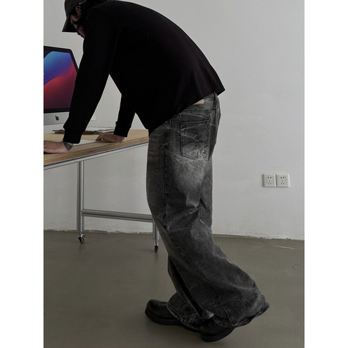 INKNOTS裂纹水洗最旧牛仔裤