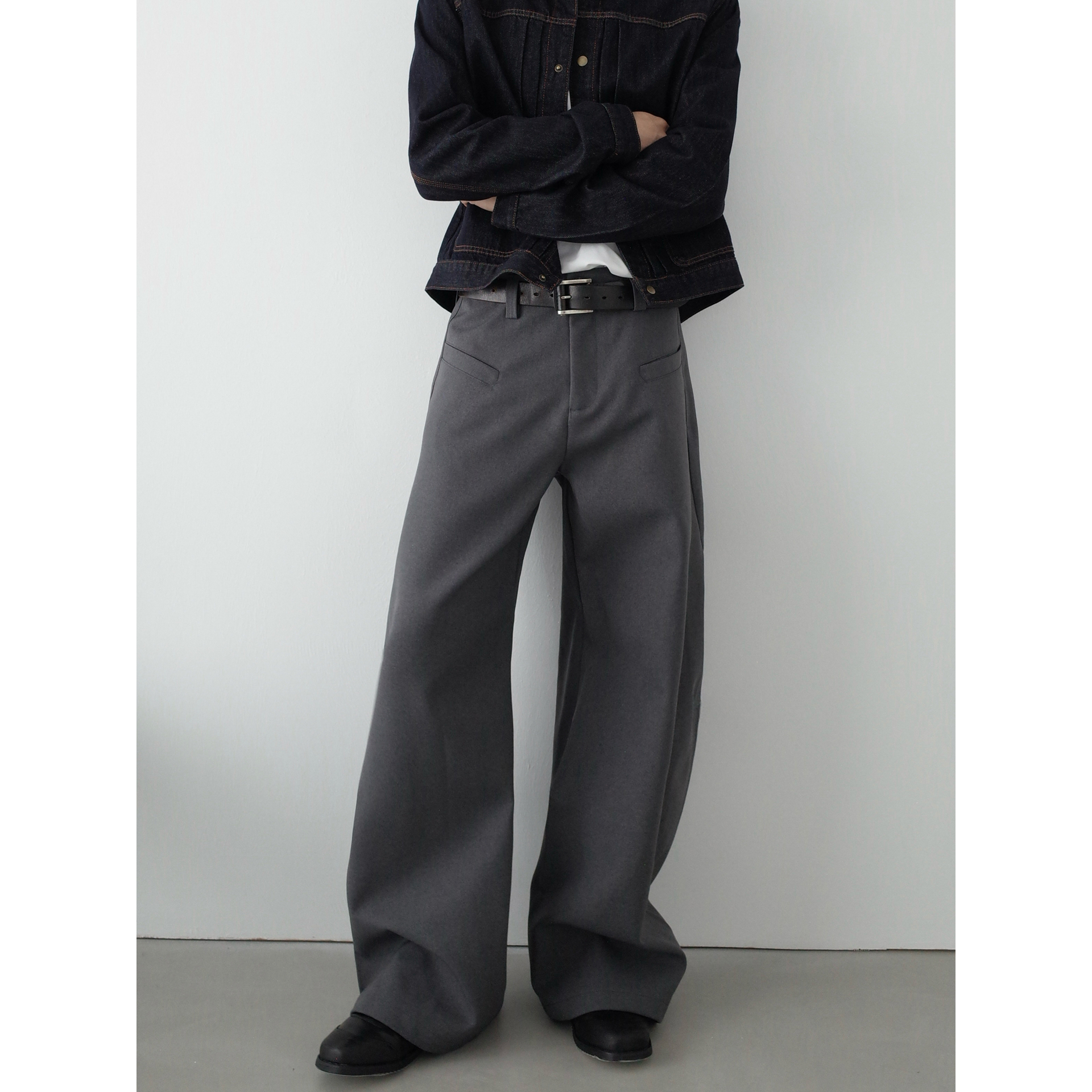 INKNOTS羊毛混纺弯刀休闲西裤