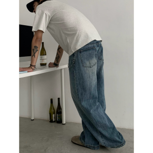 子 男女宽松baggy阔腿cleanfit裤 INKNOTS美式 复古潮牌vintag牛仔裤