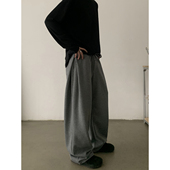 慵懒松弛感阔腿裤 INKNOTS简约复古运动休闲加绒弯刀卫裤 男女美式