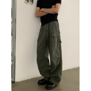 男女潮牌宽松休闲长裤 裤 复古重水洗做旧阔腿baggy工装 INKNOTS美式