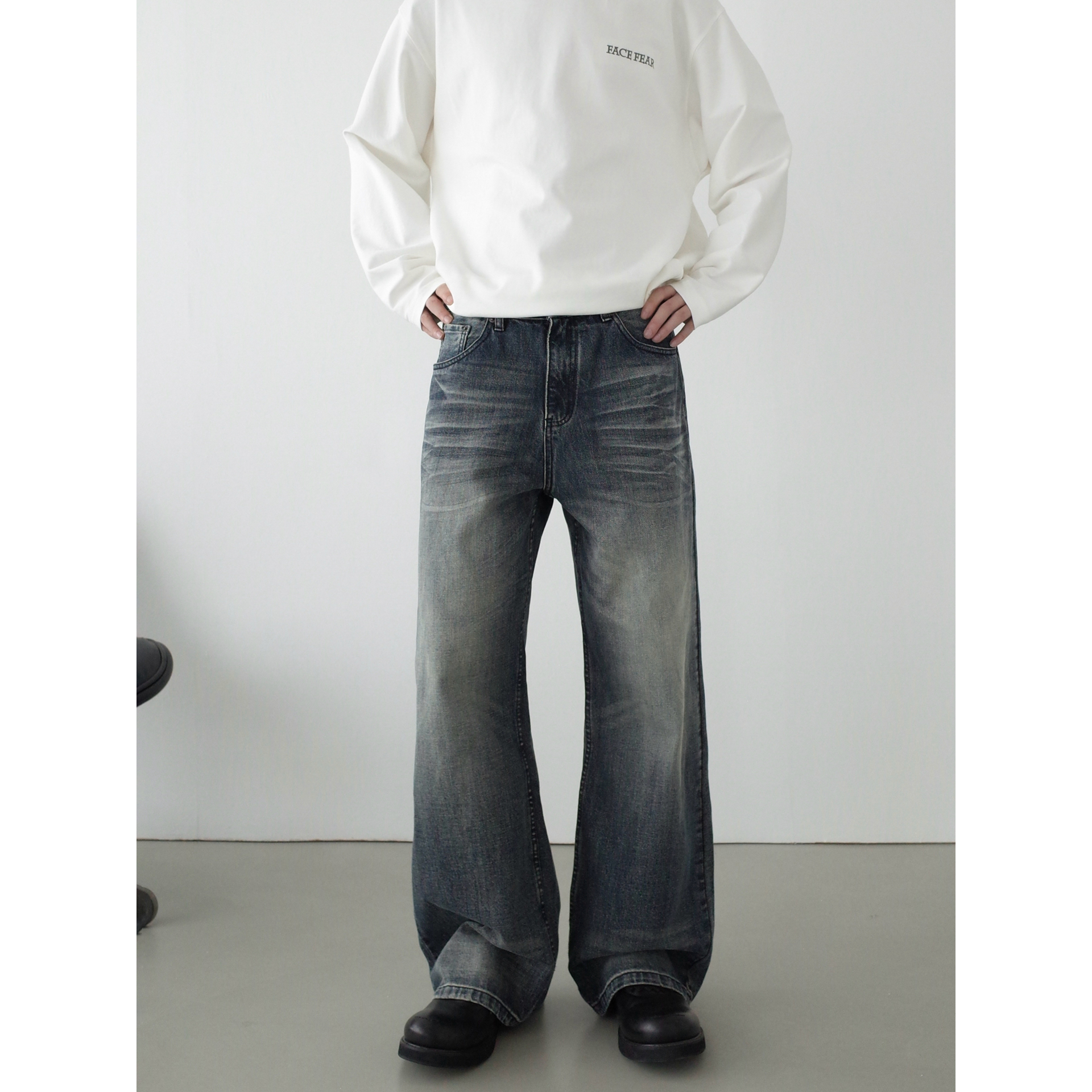 INKNOTS水洗立体猫须牛仔裤