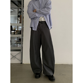 INKNOTS复古简约高级感弯刀西裤 男女宽松直筒通勤休闲阔腿香蕉裤