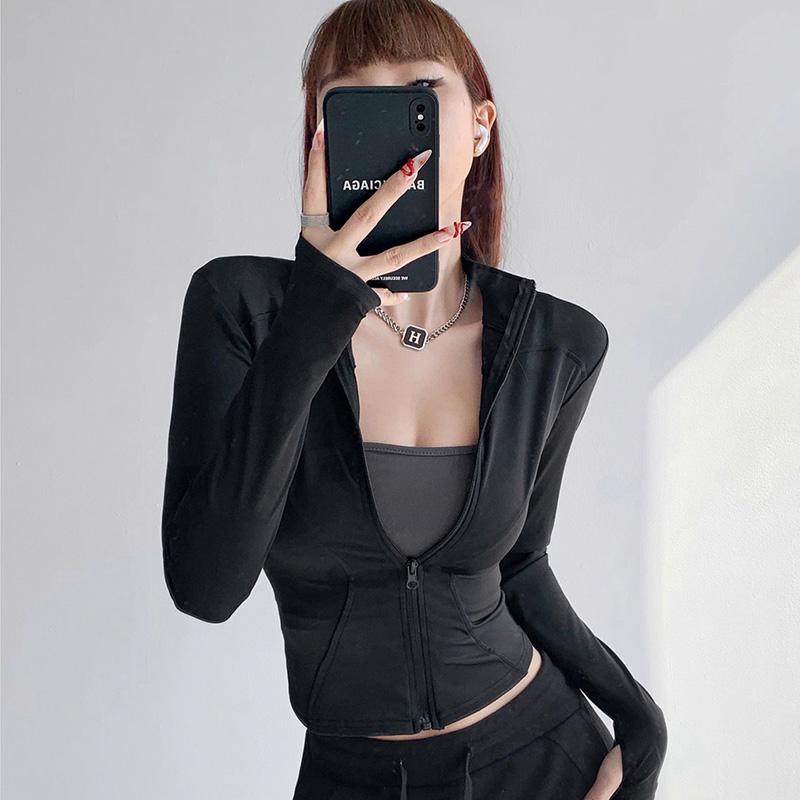 瑜伽服速干紧身瑜伽外套拉链开衫