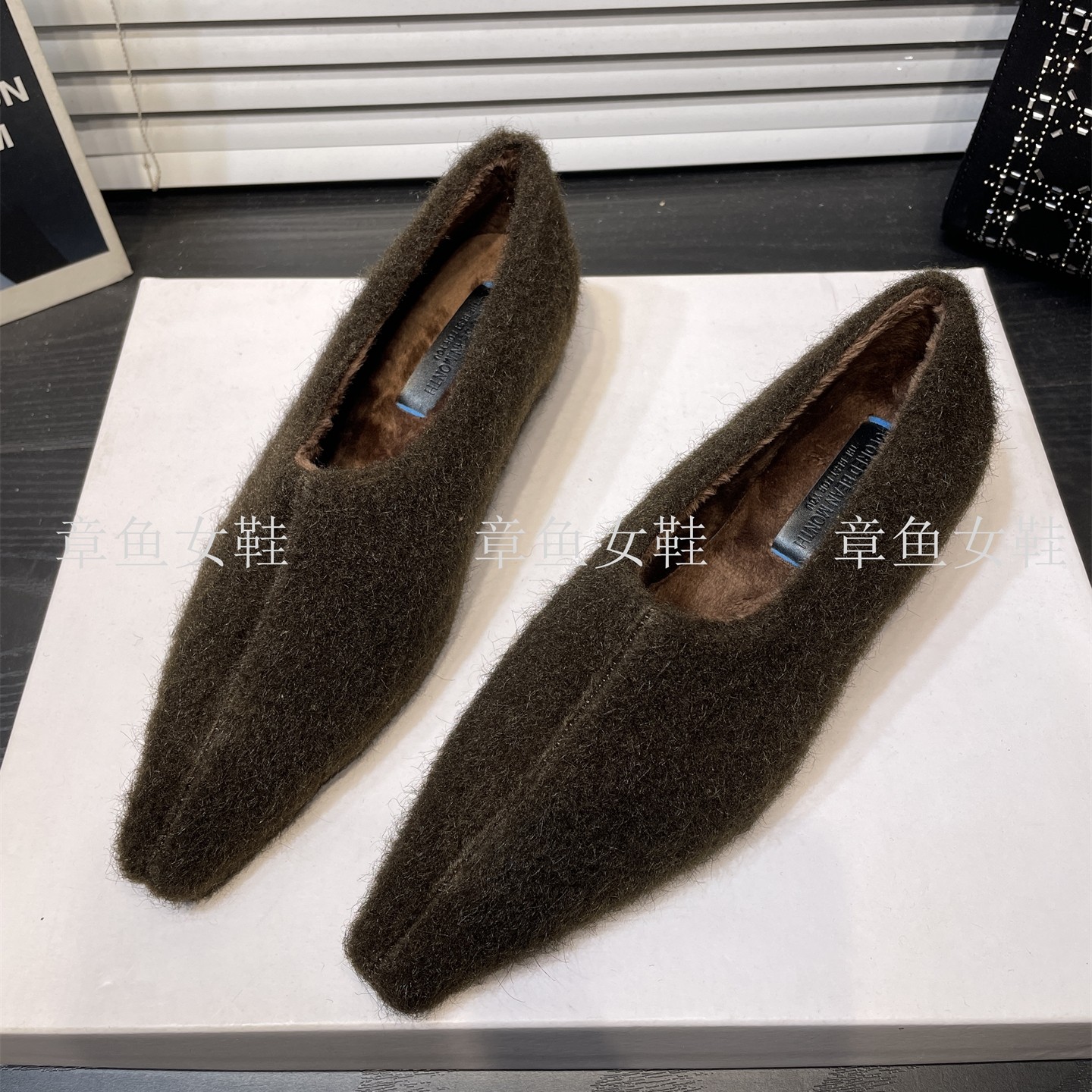 加绒毛毛鞋女一脚蹬保暖奶奶鞋