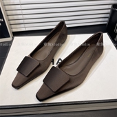 绸缎尖头单鞋 女2025新款 浅口方扣低跟鞋 法式 通勤百搭气质优雅瓢鞋