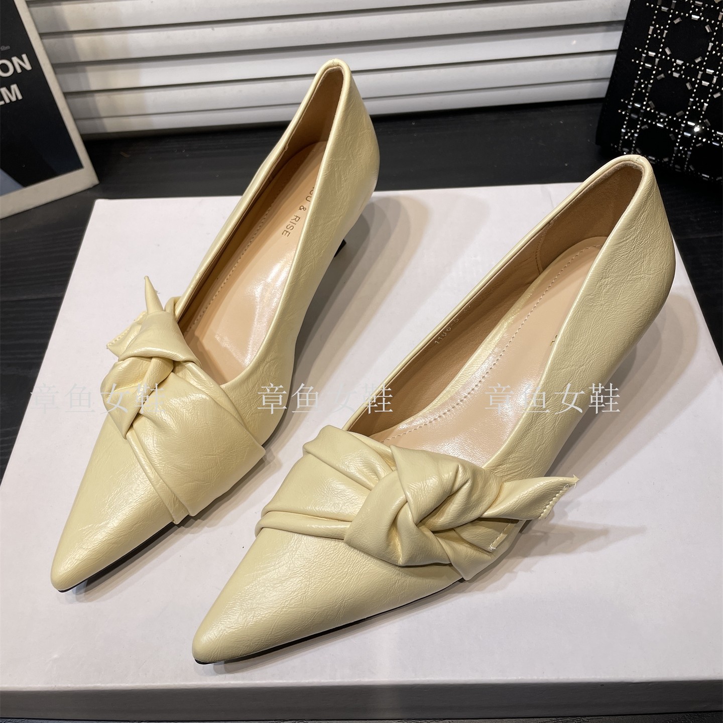 时尚蝴蝶结细跟浅口尖头单鞋女2026春秋新款软底性感气质高跟鞋,女鞋,浅口单鞋,淘宝优惠券,粉丝福利购,淘宝优惠卷