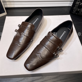 皮带扣舒适通勤乐福鞋 粗跟复古百搭低跟单鞋 新款 2026春季 女小皮鞋