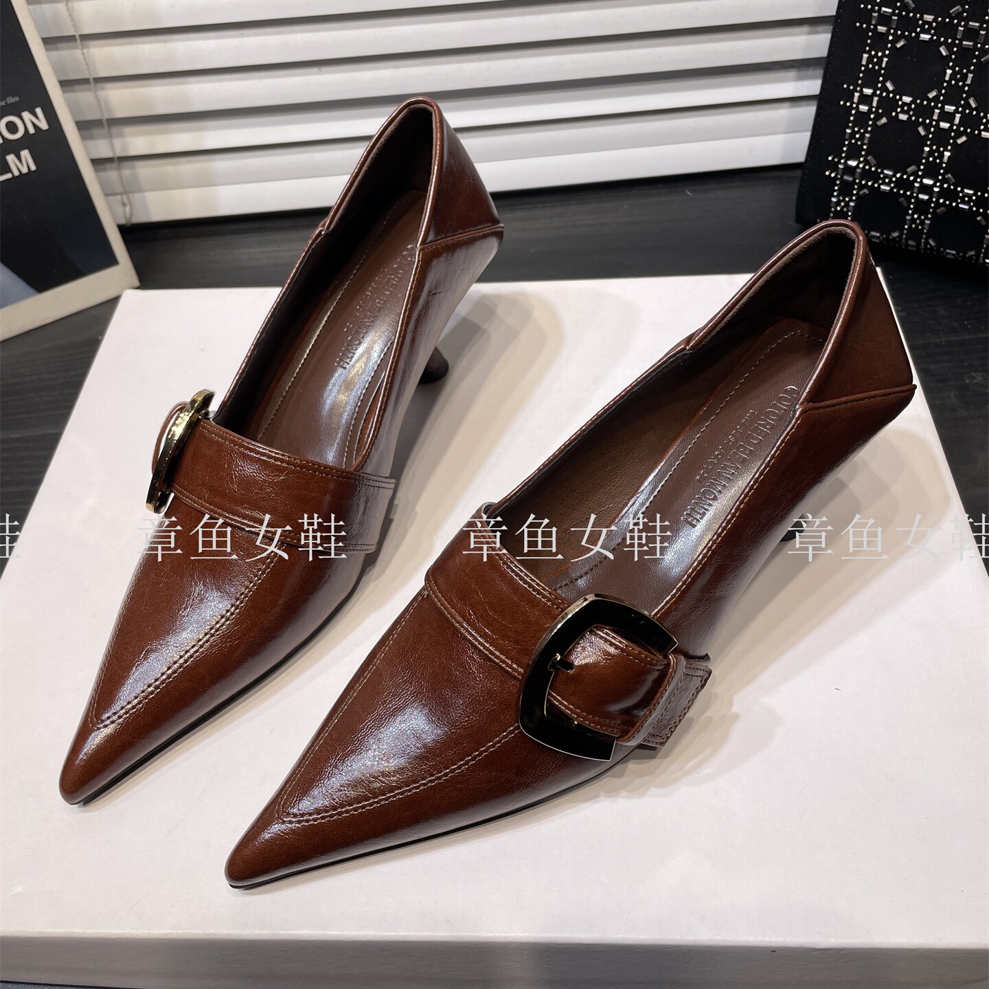 2026春季新款细跟软皮乐福小皮鞋女欧美风通勤职业高跟尖头单鞋,女鞋,深口单鞋,淘宝优惠券,粉丝福利购,淘宝优惠卷