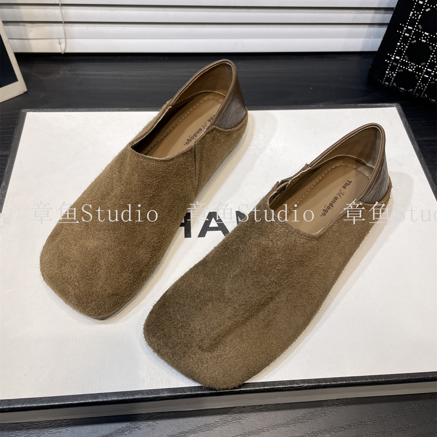 懒人豆豆鞋磨砂皮平底乐福鞋