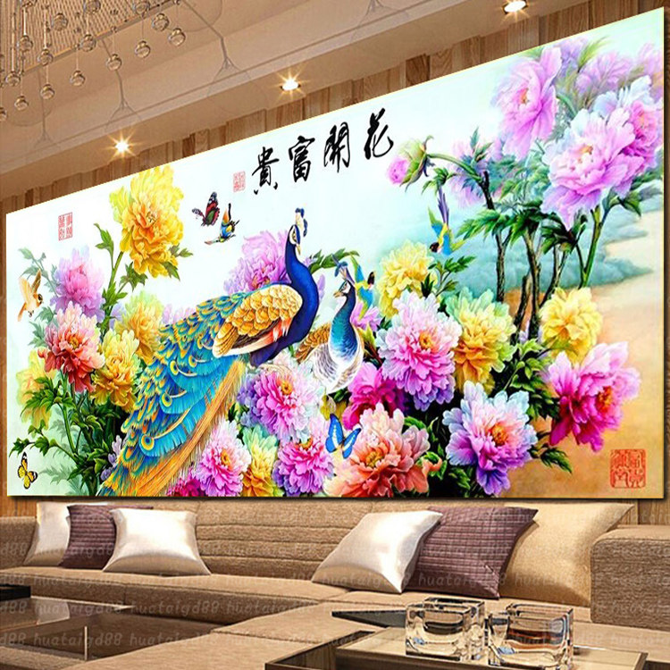 Caizhu printing Cross stitch Bead Embroidery Beading Peacock Blossoming peony a living room Significant new pattern Full embroideryin the Home Fabric , Stitch &amp; Tools Accessories , Cross Stitch Kit  category - from Buy2taobao.com to provide professional Taobao agent buy service