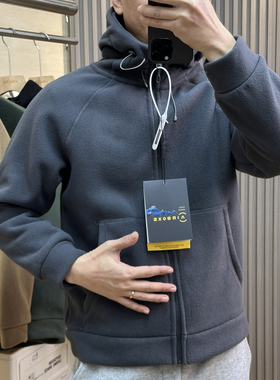 AIRBOX重磅高密高克重冬装情侣款纯色加厚双面摇粒绒连帽保暖外套