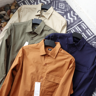 CF&CLO 外贸柜单 四季款全棉衬衫复古宽松工装男士单口袋长袖衬衫