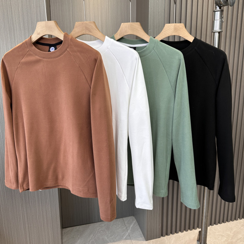泡芙质感~砖柜198!男士秋冬纯色T恤圆领套头插肩袖抓绒保暖打底杉,男装,T恤,淘宝优惠券,粉丝福利购,淘宝优惠卷
