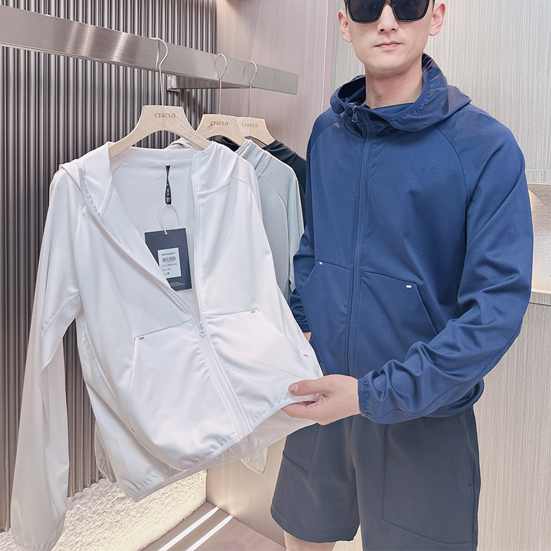 【面料舒适度满分】激光透气孔情侣弹力透气薄款连帽运动开衫外套